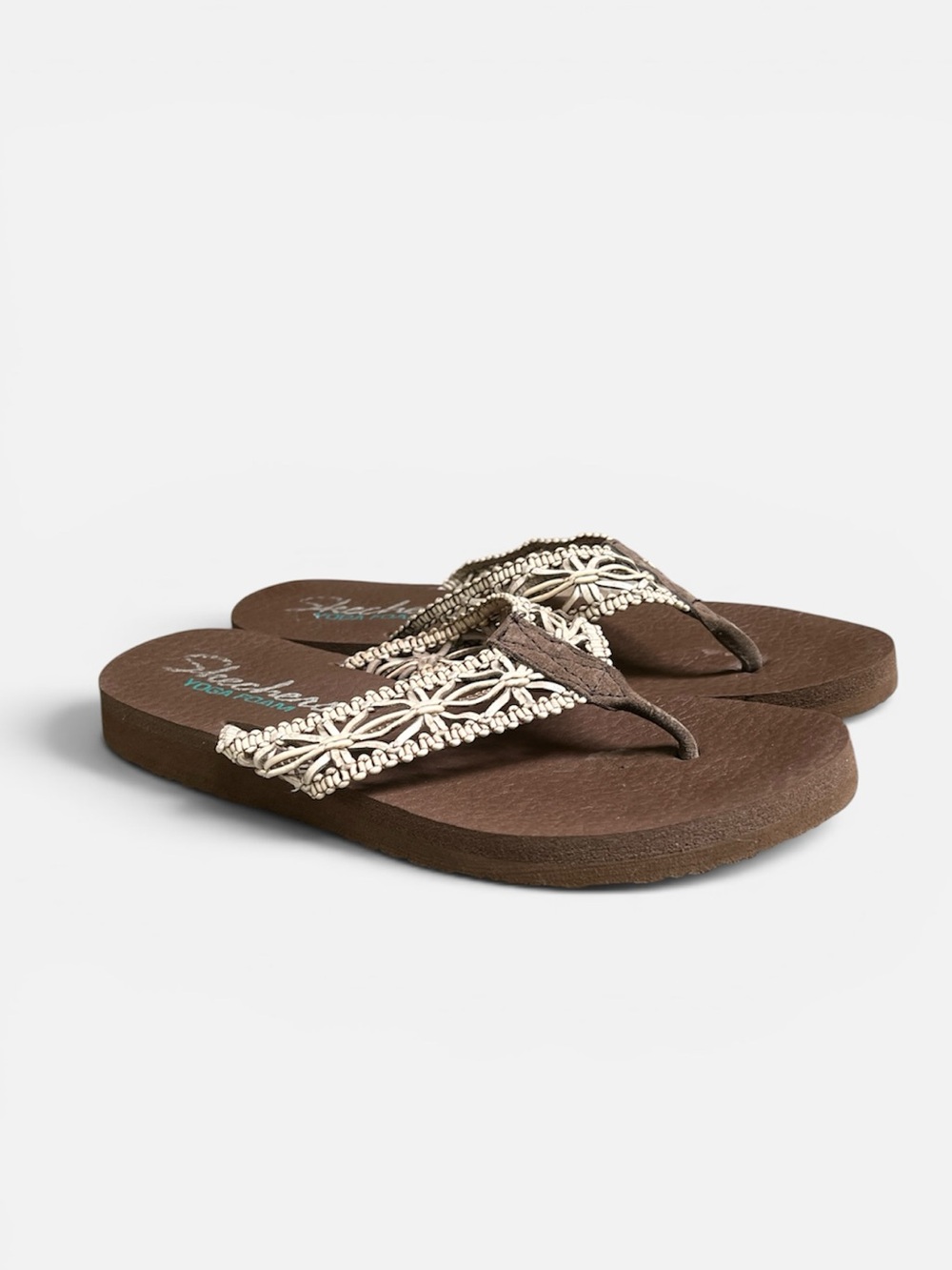 Skechers Meditation-Ocean Breeze Flip-Flop in Brown Women’s Sz 9 - Picture 3 of 10